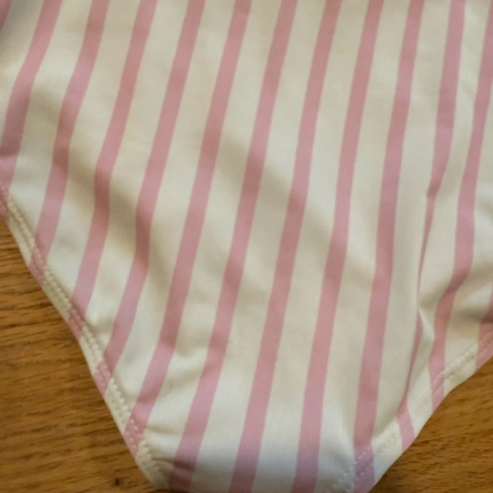 Lila & Jack Toddler Pink and White Striped One Piece bathing suit